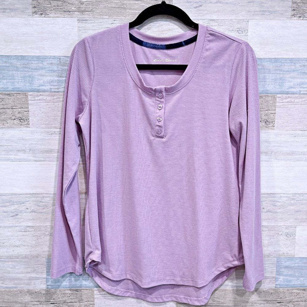 EDDIE BAUER Ribbed Henley Pajama Top Womens Small